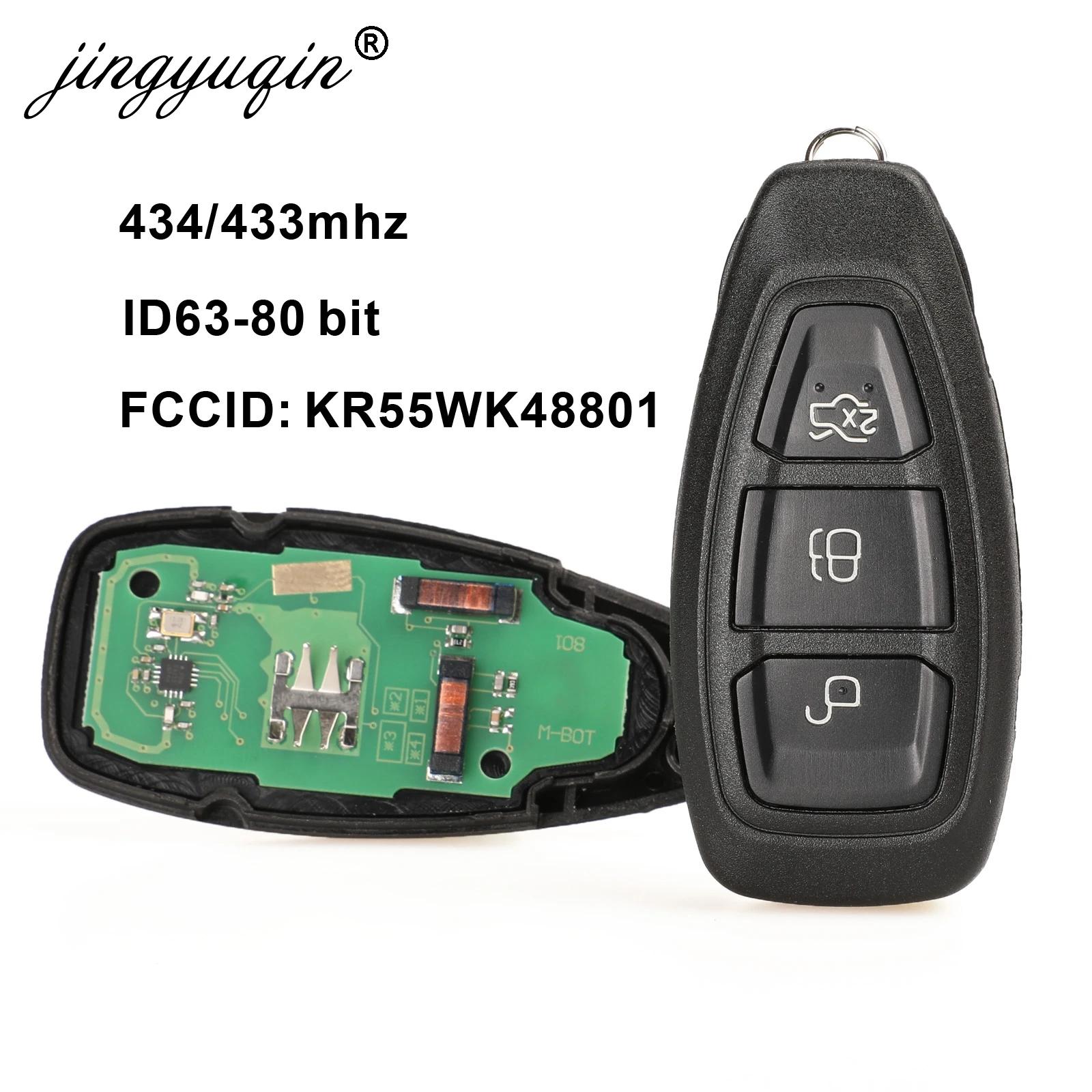 Jingyuqin KR55WK48801  Ŀ  Ʈ Ʈ Ű C-Max Mondeo Kuga Fiesta B-Max 433/434Mhz 4D63 80Bit Intelligent Keyless